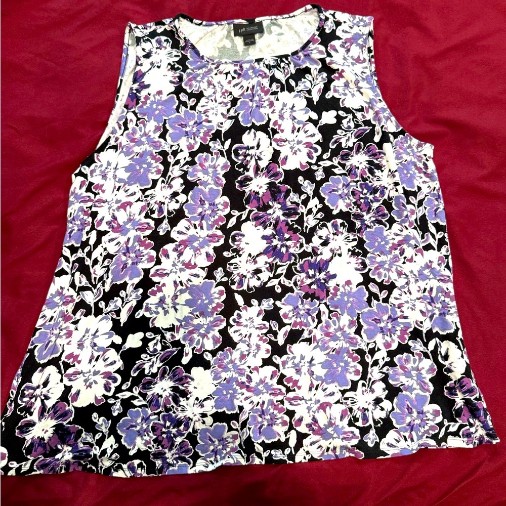 J Jill WearEver Floral Sleeveless Top - Purple and White size Large